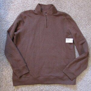 NWT Sonoma 3X Tall Brown The Supersoft Fleece Part Zip Sweatshirt Warm